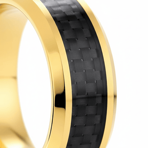 GILDWING — Extreme macro detail — men's tungsten wedding ring.