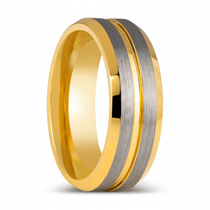 GLEAMLINE — Hero product shot — men's tungsten wedding ring.