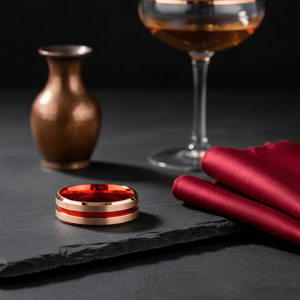 GOSTU — Editorial masculine still life — men's tungsten wedding ring.