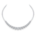 Graduated diamond necklace with chain in 925 silver, graduated section at center front with plain chain sides