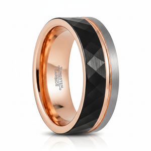 GUSTAVO — Hero product shot — men's tungsten wedding ring.