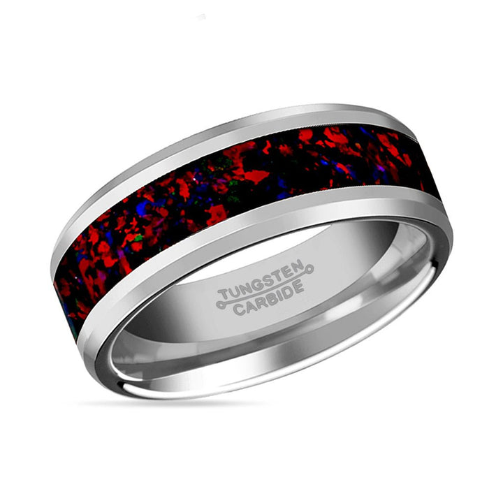 HALLEY | Tungsten Ring, Black Opal Inlay, Beveled - Rings - Aydins Jewelry - 2