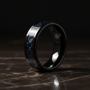 HAWTHORN — close-up detail — men's tungsten carbide wedding ring | Aydins Jewelry
