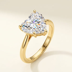 Heart lab-grown diamond solitaire engagement ring, Yellow Gold, studio hero