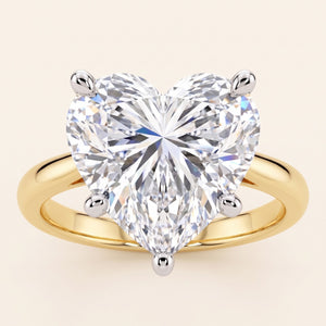 VALERIE heart lab-grown diamond ring in 14K two-tone gold, front view, approx. 1 ct center
