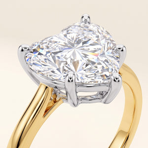 VALERIE heart lab-grown diamond ring in 14K two-tone gold, setting close-up, approx. 1 ct center
