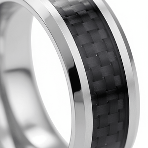 HERALD — close-up detail — men's tungsten carbide wedding ring | Aydins Jewelry