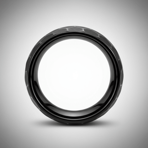 HEXANITE — Center-through axial view — men's tungsten wedding ring.