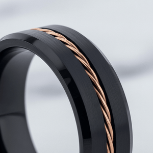 HORATIO — close-up detail — men's tungsten carbide wedding ring | Aydins Jewelry