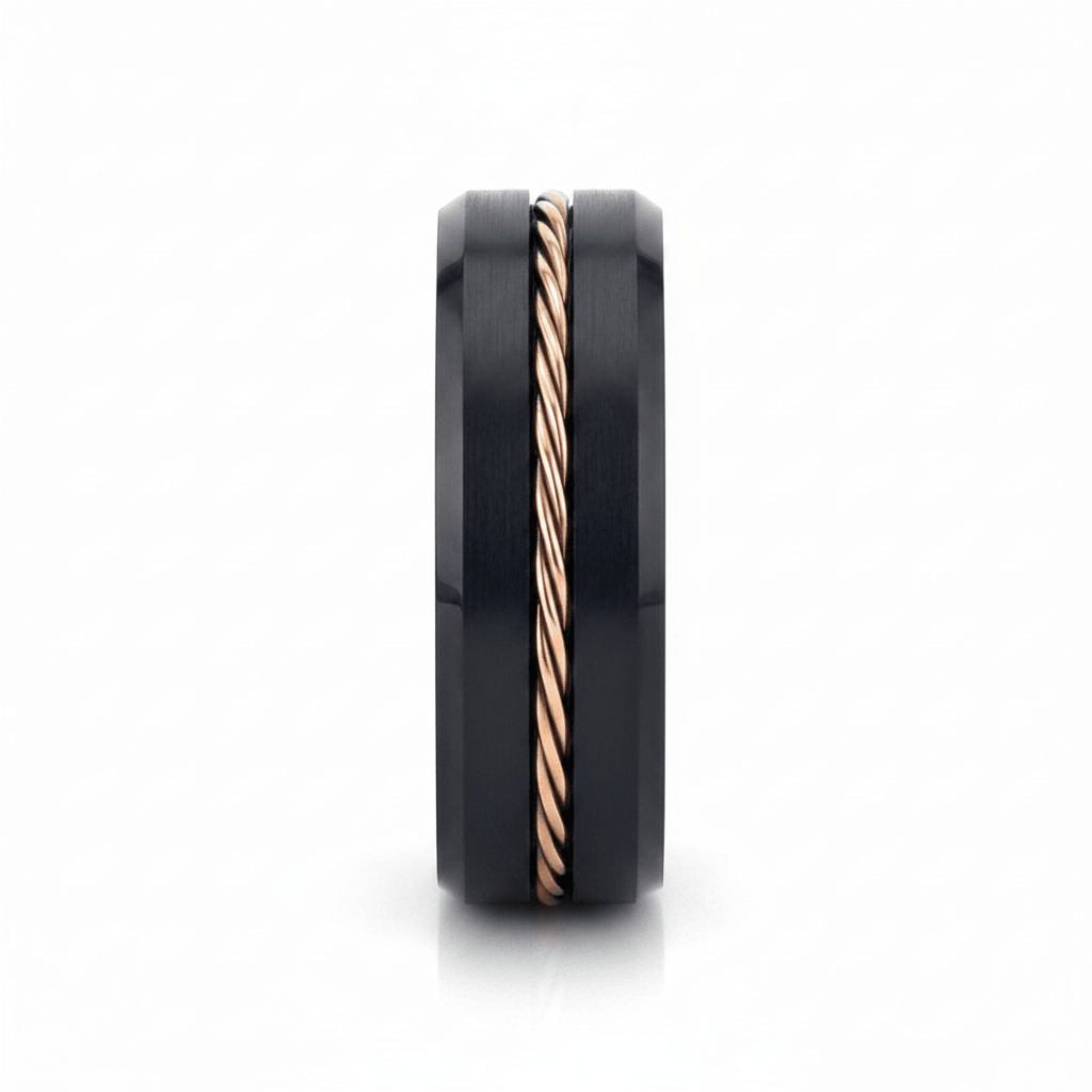 HORATIO — close-up detail — men's tungsten carbide wedding ring | Aydins Jewelry