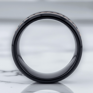 HORATIO — close-up detail — men's tungsten carbide wedding ring | Aydins Jewelry