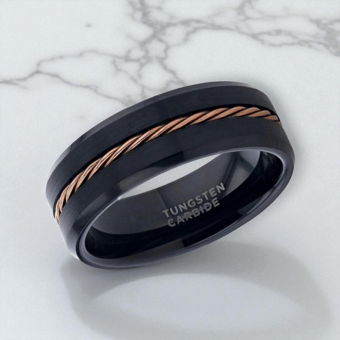 HORATIO — angled view — men's tungsten carbide wedding ring | Aydins Jewelry
