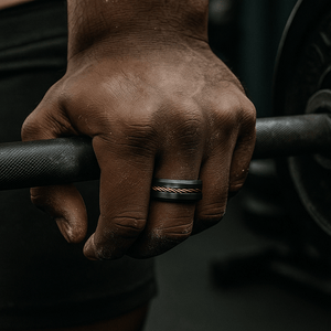 HORATIO — detail view — men's tungsten carbide wedding ring | Aydins Jewelry
