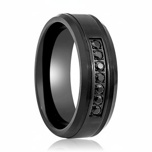HORIZON — Hero product shot — men's tungsten wedding ring.