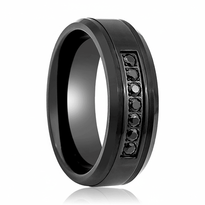 HORIZON — Hero product shot — men's tungsten wedding ring.