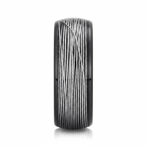 HURRICANE — Front-facing straight-on view — men's tungsten wedding ring.