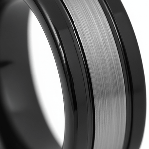 HYMEN — close-up detail — men's tungsten carbide wedding ring | Aydins Jewelry