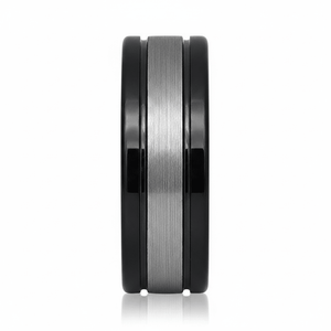 HYMEN — angled view — men's tungsten carbide wedding ring | Aydins Jewelry