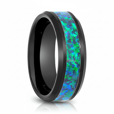 ICICLE — Hero product shot — men's tungsten wedding ring.