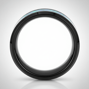 ICICLE — Center-through axial view — men's tungsten wedding ring.