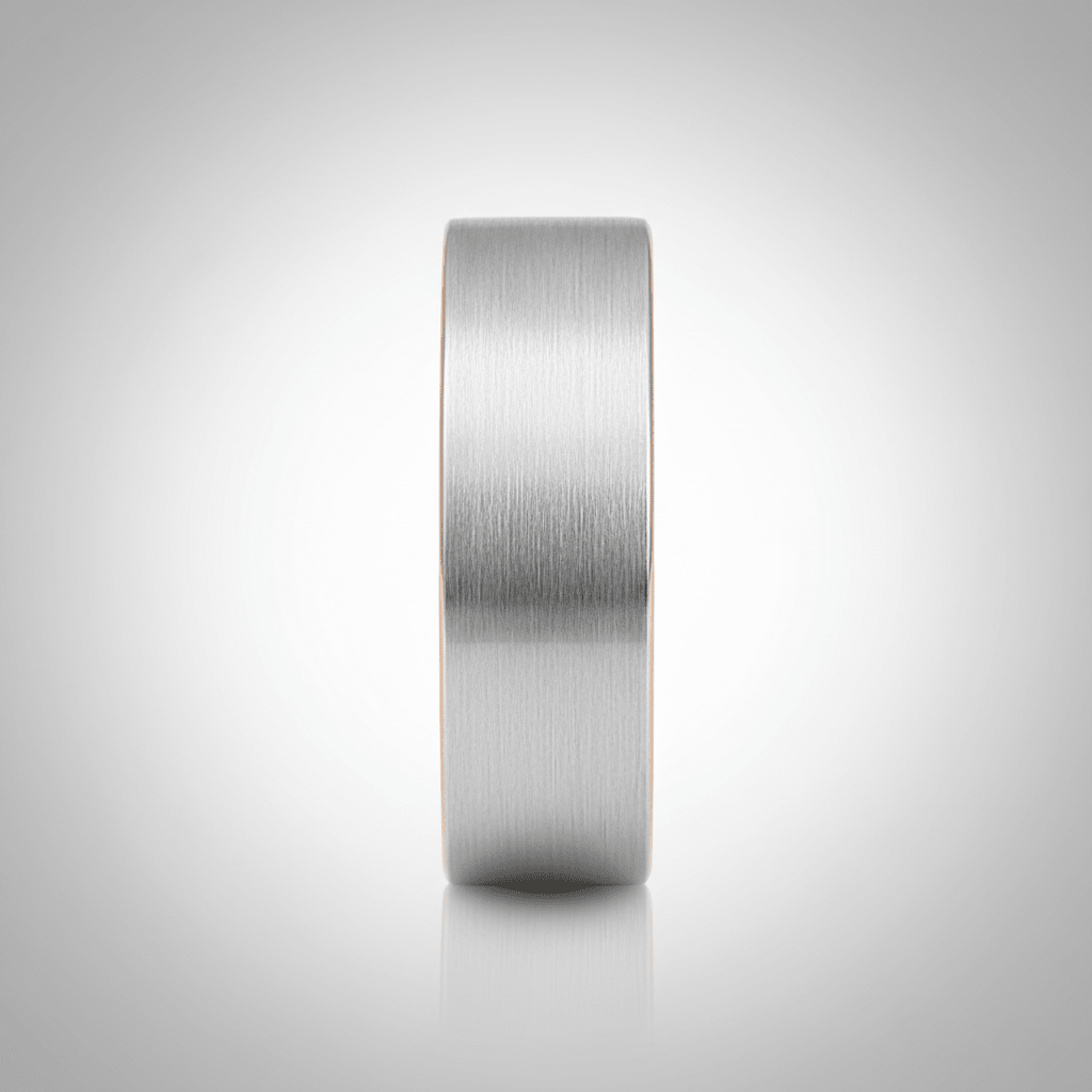 ICON — Center-through axial view — men's tungsten wedding ring.
