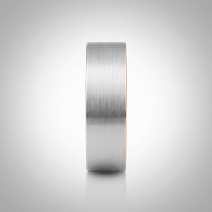 ICON — Center-through axial view — men's tungsten wedding ring.