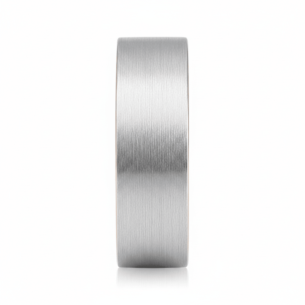 ICON — Front-facing straight-on view — men's tungsten wedding ring.