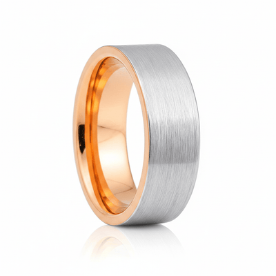 ICON — Hero product shot — men's tungsten wedding ring.
