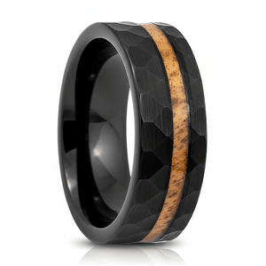 INFERNAL — Hero product shot — men's tungsten wedding ring.