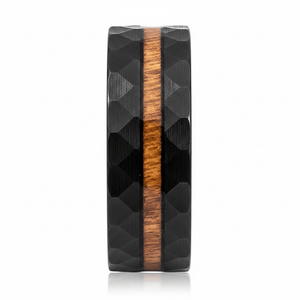 INFERNAL — Front-facing straight-on view — men's tungsten wedding ring.
