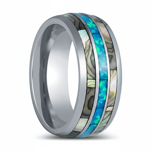 IRIDIAN — Hero product shot — men's tungsten wedding ring.