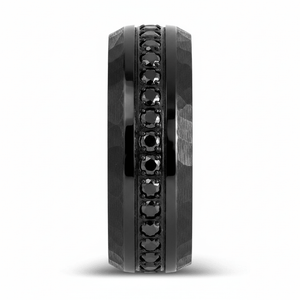 JUNCOS — Front-facing straight-on view — men's tungsten wedding ring.