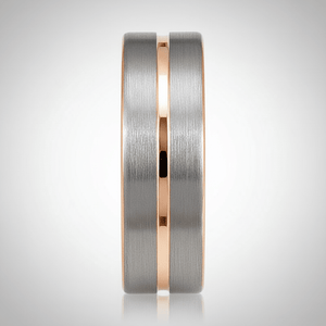 KASE — Center-through axial view — men's tungsten wedding ring.