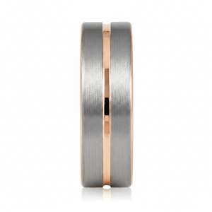 KASE — Front-facing straight-on view — men's tungsten wedding ring.