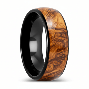KEMPS — Hero product shot — men's tungsten wedding ring.