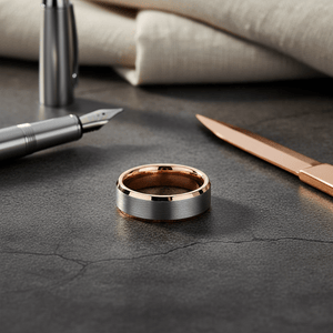 KINGRAY — close-up detail — men's tungsten carbide wedding ring | Aydins Jewelry