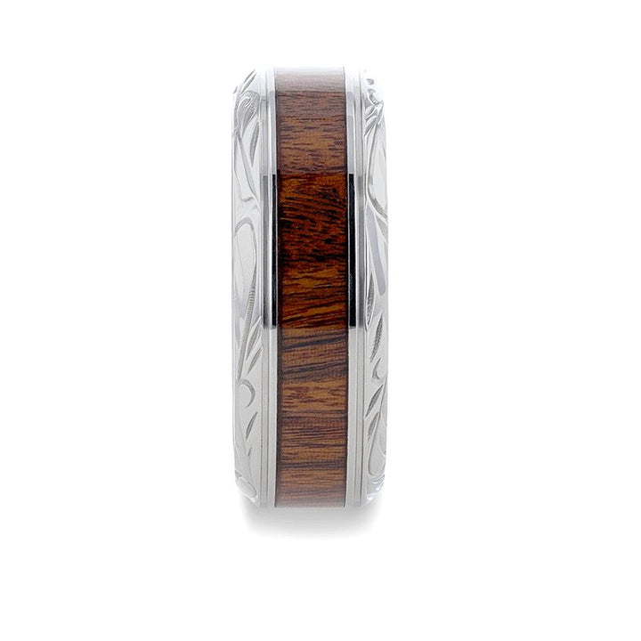 KRAFT | Titanium Ring, Black Walnut Wood Inlay, Beveled Edges - Rings - Aydins Jewelry - 3