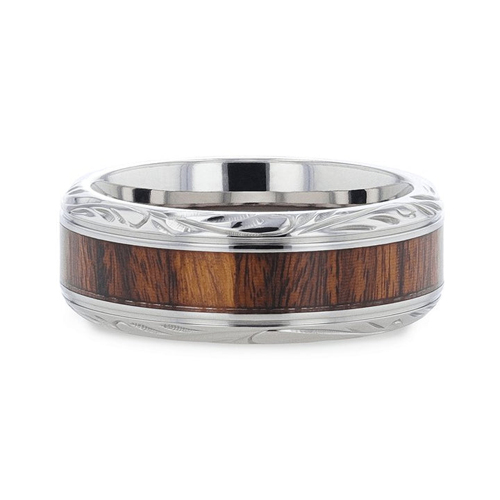 KRAFT | Titanium Ring, Black Walnut Wood Inlay, Beveled Edges - Rings - Aydins Jewelry - 4