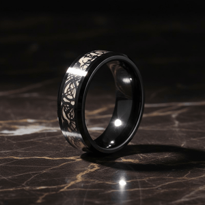 LEON — detail view — men's tungsten carbide wedding ring | Aydins Jewelry