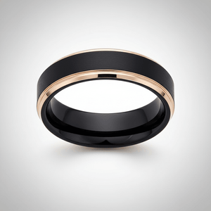 LEONARDO — close-up detail — men's tungsten carbide wedding ring | Aydins Jewelry