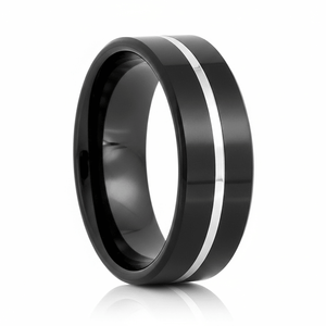 LEOPARD — Hero product shot — men's tungsten wedding ring.