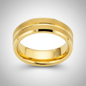 LUCIO — Center-through axial view — men's tungsten wedding ring.