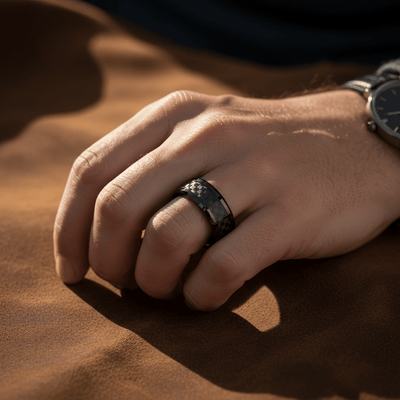 LUCIUS — lifestyle on hand — men's tungsten carbide wedding ring | Aydins Jewelry