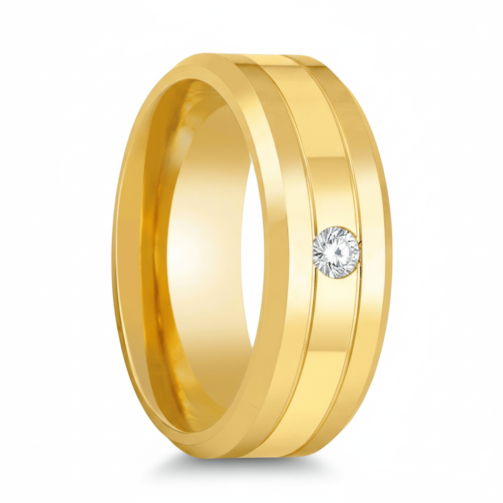 LUMINEX — Hero product shot — men's tungsten wedding ring.