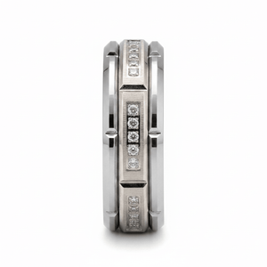 LUMORA — Front-facing straight-on view — men's tungsten wedding ring.