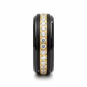 LUSTRE — Front-facing straight-on view — men's tungsten wedding ring.