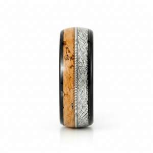 LYRIC — Front-facing straight-on view — men's tungsten wedding ring.