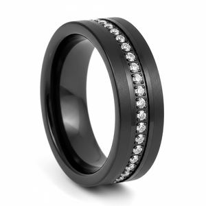MAJESTIC — Hero product shot — men's tungsten wedding ring.