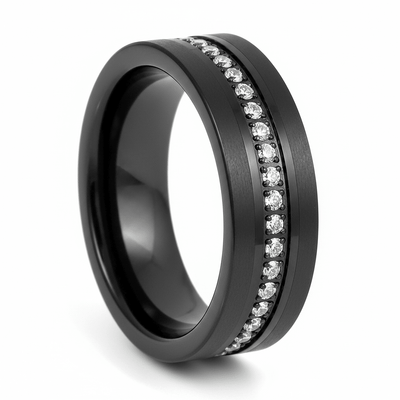 MAJESTIC — Hero product shot — men's tungsten wedding ring.