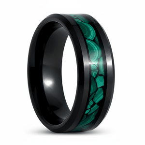 MALACHIP — Hero product shot — men's tungsten wedding ring.